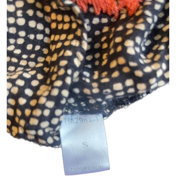 THML Women's Blue and White Polka Dot Blouse with‎ Coral Detail Size SM - Picture 4 of 4